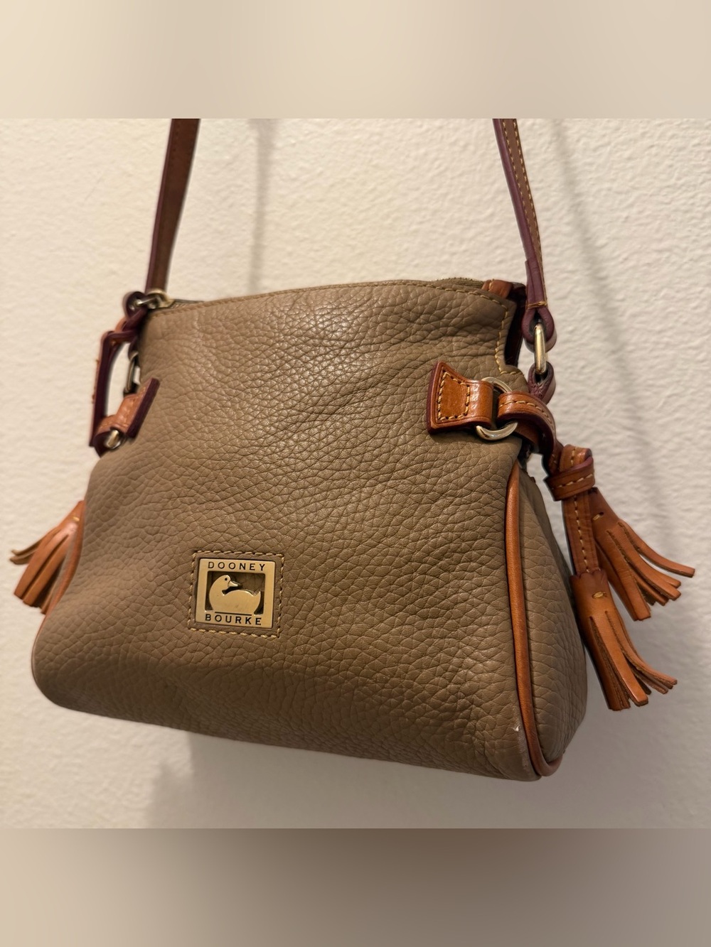 Dooney & Bourke Patterson Paige Sac Brown/Taupe Pebbled Leather Hobo Bag